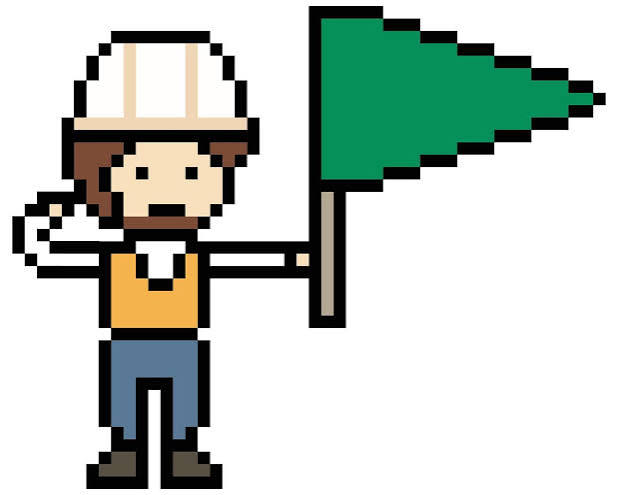 Bitractor AI agent — hardhat crew with a green flag